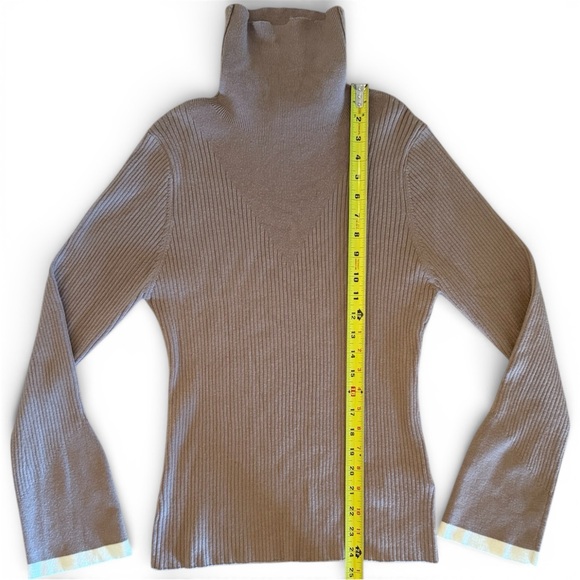 VARLEY Ravena Ribbed Knit High Neck Bell Sleeve Sweater Fungi Tan Women’s Medium - Picture 3 of 11